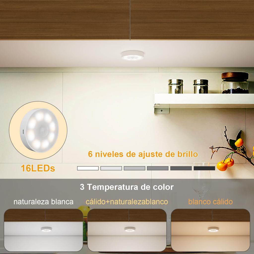 USB Wiederaufladbares LED Nachtlicht mit Schalter, Bewegungssensor Magnetische Kabellose Lampe, Warmweiß Flimmerfrei für Schrank Bett Schrank