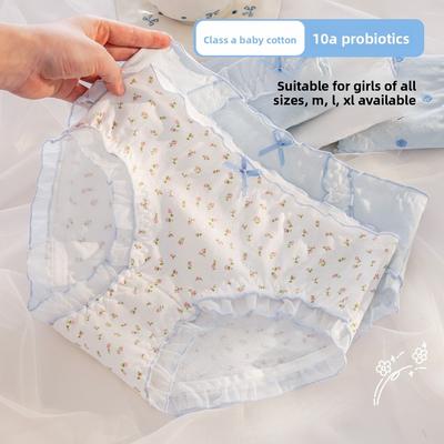 Girls Spring and Autumn New Lovely Cotton Antibacterial Crotch Breathable Waist Underwear