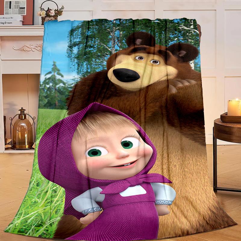 1PC Bear In Spring Flannel Blanket Gift, Suitable for Both Men And Women, Soft Ideal for Beds And Sofa, Birthday Or Christmas Gift