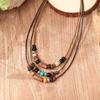 Bohemian Multi-Layer Wooden Bead Necklace: Versatile Ethnic Style Choker