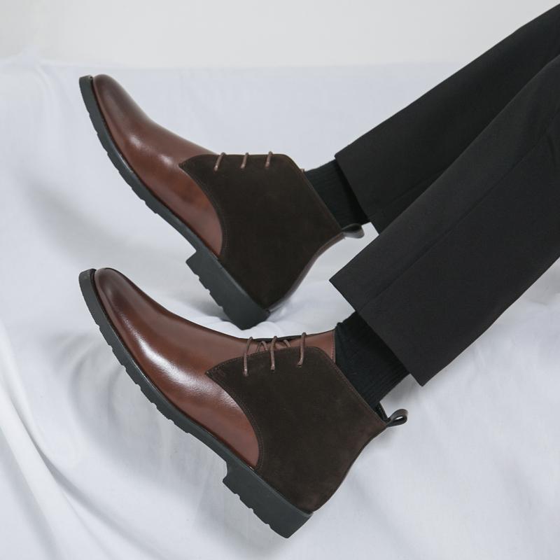 Fashion High Quality and Comfortable Soft Leather Boots Brand's New Autumn High Top Business Men's Boots Outdoor Commuting Walking Boots