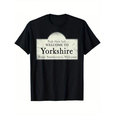Heren T-shirt met de Vlag van de Yorkshire Roos - Een Welkom Embleem uit Noord-Engeland met de Yorkshire Roos en Begroetingstekst - Gemaakt van Zacht,