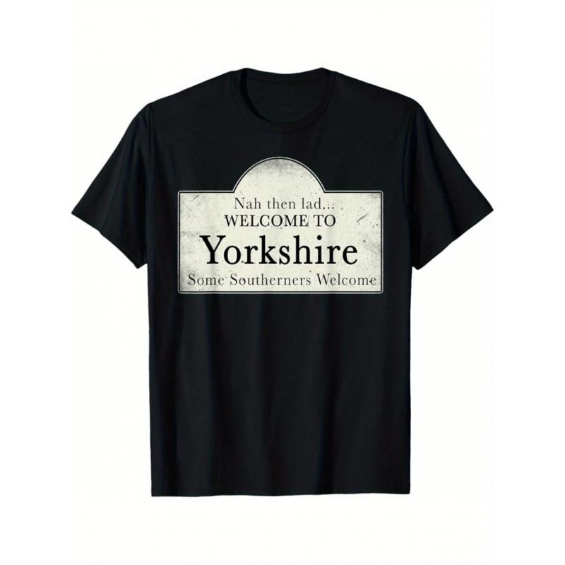 Men'S T-Shirt Featuring The Yorkshire Rose Flag - A Welcoming Emblem from North England with The Yorkshire Rose And Greeting Text - Made from Soft,