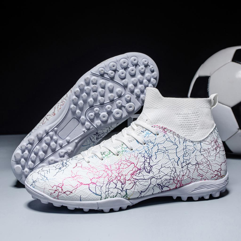 Scarpe da Calcio Professionali High-Top da Uomo, Tf, Chiodi Spezzati (Riferimento alle Tacchette), Unghie Corte (Riferimento ai Borchie), Allenamento su Erba Sintetica,