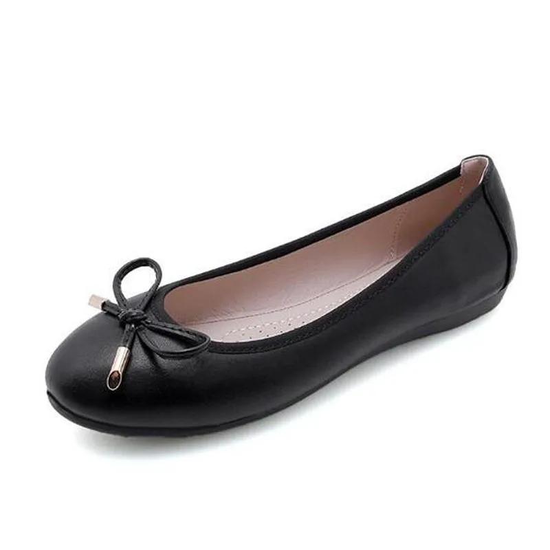 YAERNBig Size 42/43 Ladies Single Shoes Bowtie Flats Patent Leather Loafers Women Round Toe Roll-Up Shoes Woman Bridesmaid Flats