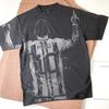 Χειροποίητο Λευκασμένο T-Shirt Μέσι: Ξεθωριασμένο Μαύρο Βαμβακερό Μπλουζάκι Ποδοσφαίρου