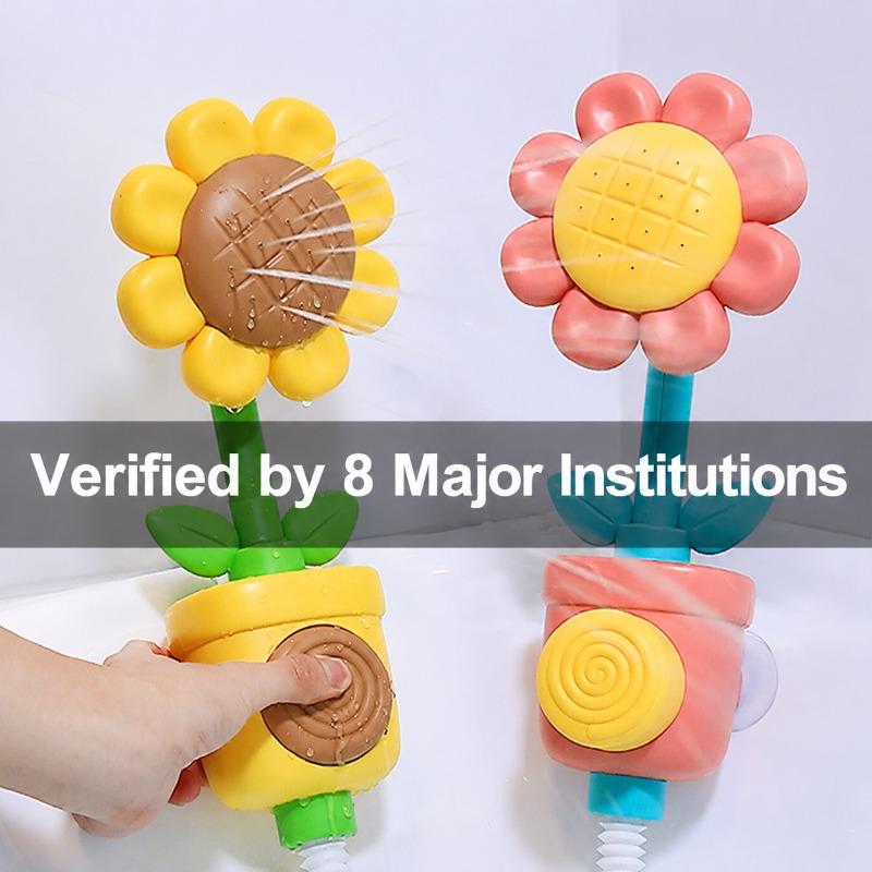 Suction Mounted Sunflower Shower Sprinkler Bath Toy Interactive Rotating Water Fountain Kids Bathroom Playtime Accessory