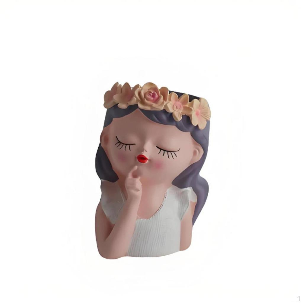 Planter Wide Mouth Face Flower Pot Nordic Style Cute Plant White