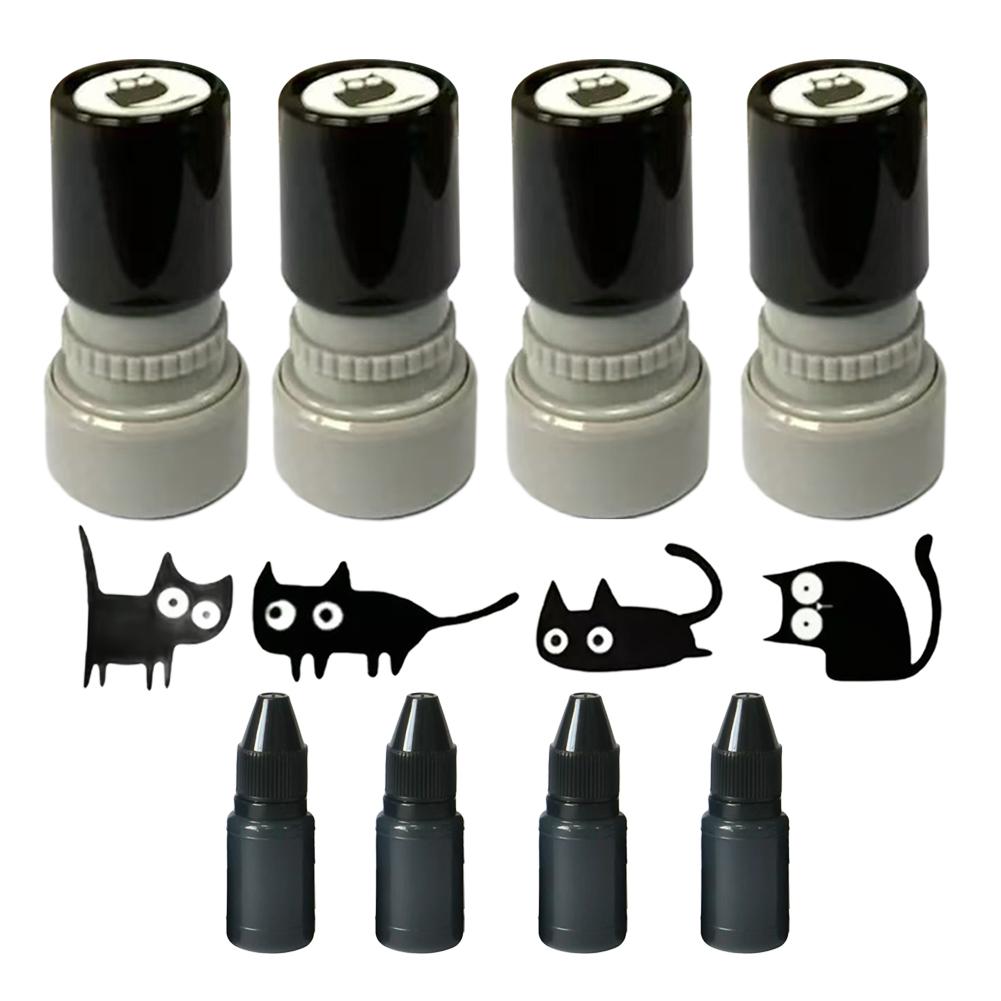 Cute Cartoon Stamps Lovely Small Black Cat Stamp DIY Scrapbooking Decoration Diary Collage Stationery