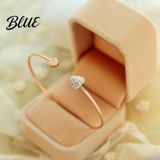 Adjustable Love Charm Bracelet Women Bracelet Opening Fit Lightweight Rhinestone