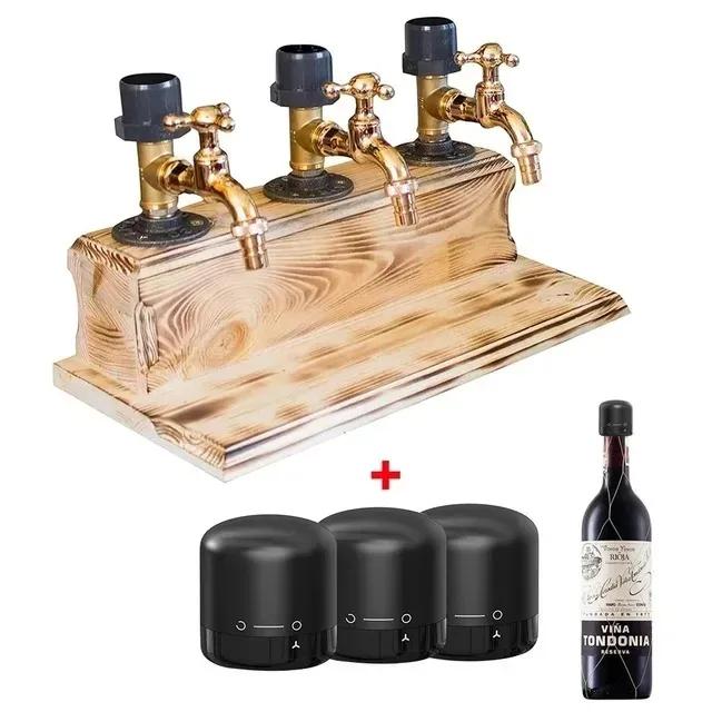 Wooden Whiskey Dispenser with Wine Stopper Decanter Suitable for Home Bar Party Tools Wine Beverage Dispenser