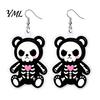 Dark Style Pendant Jewelry 1 Pair Halloween Dangle Earrings for Women, 2D Acrylic Cute Alternative Fashion Accessories Skeleton Bear Earrings,