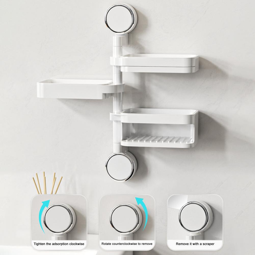 Seifenbehälter Dreh-Saugfuß Seifenaufbewahrungsbox 180 Grad drehbar Mehrschichtige Seifendose mit schubladenartigem Badezimmer-Organizer
