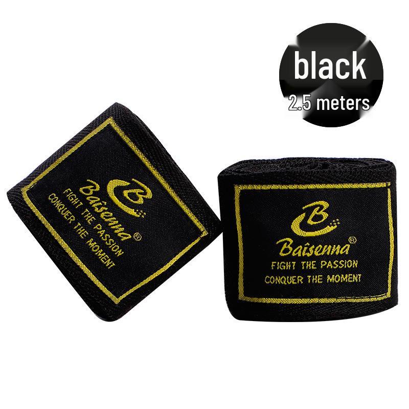 White Micro-Elastic Muay Thai Hand Wraps - 5m & 3m Black Cotton Fist Bandage for Boxing & Sanda