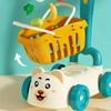 Kids Shopping Cart Trolley Play Set with Food Fruit Vegetables Accessories Play House Educational Toy Simulation Gifts for Girls