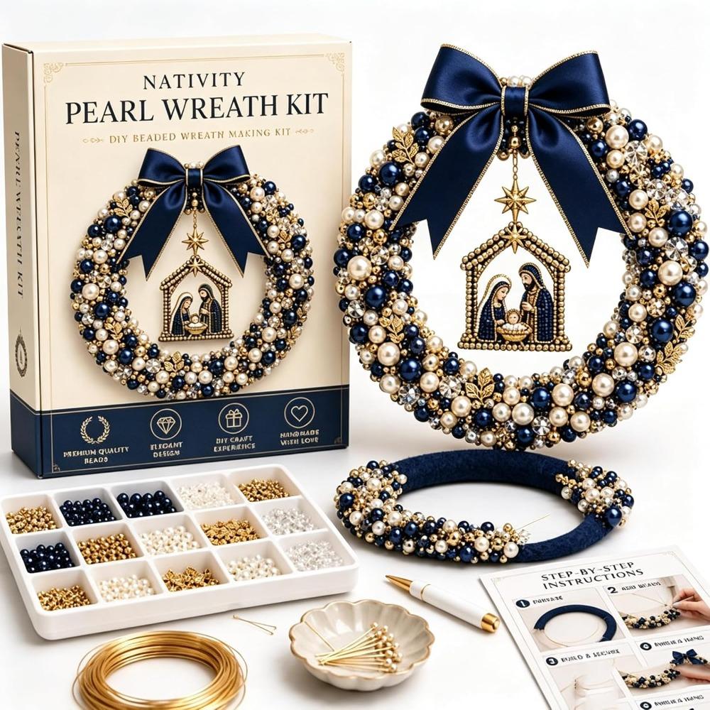 Bastelset Weihnachts-Kranz Bastelmaterial-Set Perlenkranz-Set Kreatives Perlenkranz-Set Geschenk