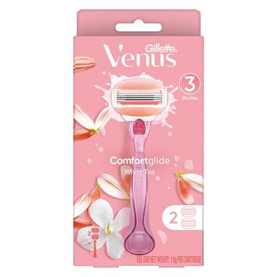 Gillette Venus Comfort Glide Beyaz Tişört Kadın Tıraş Makinesi Sapı 1 adet + Tıraş Bıçağı 2 adet, 1 set, Kore tıraş bıçağı