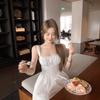 French White Lace Suspender Dress Women's Summer Gentle A-shaped Skirt Vacation Style Waist Halter Dress