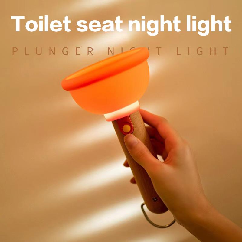 

1 шт. забавный силиконовый ночник-плунжер креативный подарок на Хэллоуин мини-ночник-присоска для унитаза зарядка через USB длительный срок службы батареи
