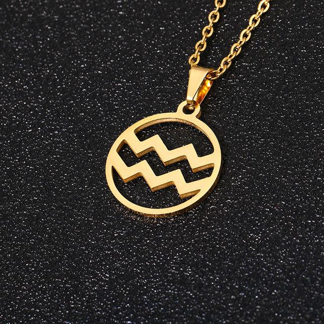 European and American Titanium Steel Simple 12 Constellation Necklace High-end Hollow Pendant Ins Male and Female Constellation Symbols