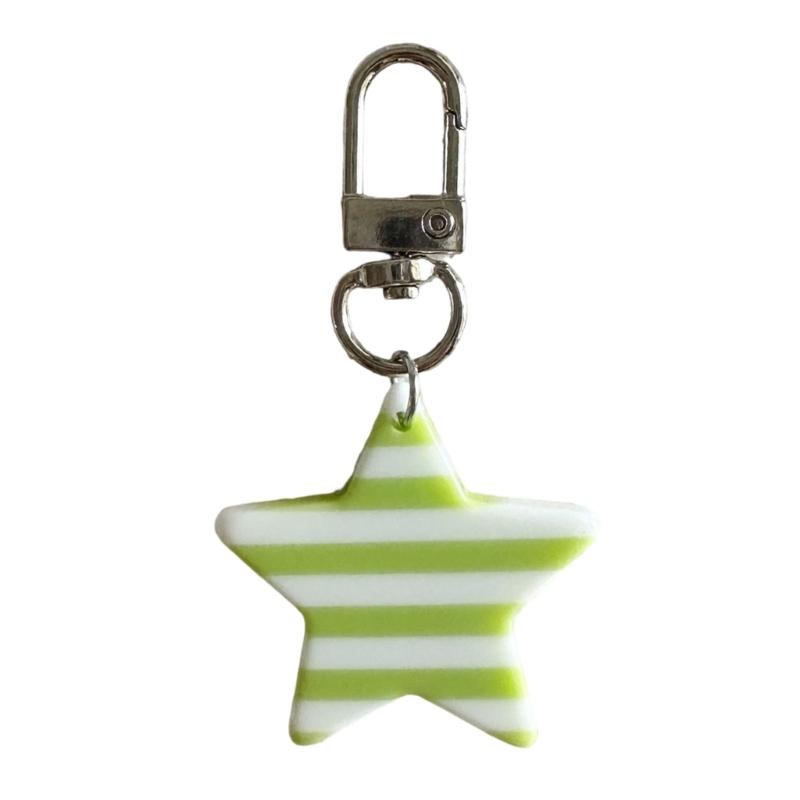 Lovely Star Charm Keyring Alloy Resin Detachable Striped Star Pendant Hanging Decoration For Women Girls Fashion