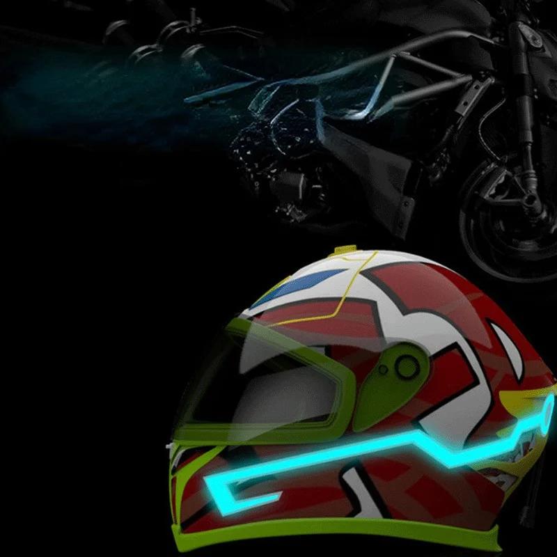 A Pair Motorcycle Helmet Capacete De Moto Light Riding Signal EL Strip Kit Bar DIY Helmet Led Strip Reflector Cold Light Fil