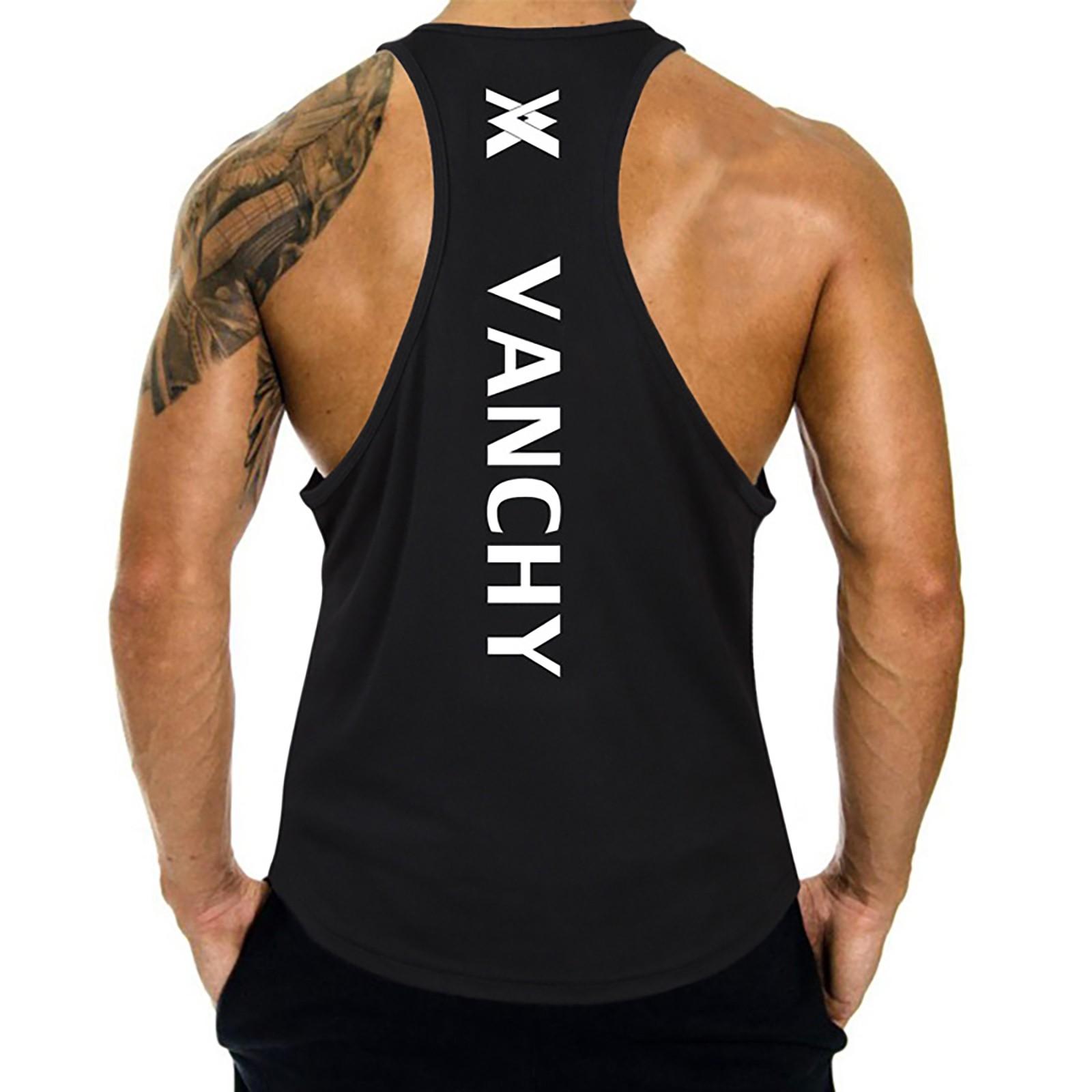 Men s Running Sports Training Muscle Tank Tops Sleeveless Quick Dry Tops S чёрный