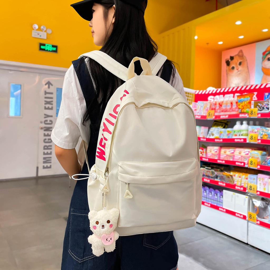 Fashion Letter Mori Simple Backpack Female Large Capacity Junior High School Student School Bag Versatile Youth Campus Backpack