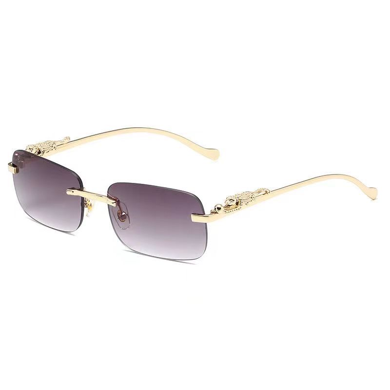 New Trendy Rectangle Frameless Square Sunglasses For Women Fashion Street Photography Summer Vacation Gift Glasses