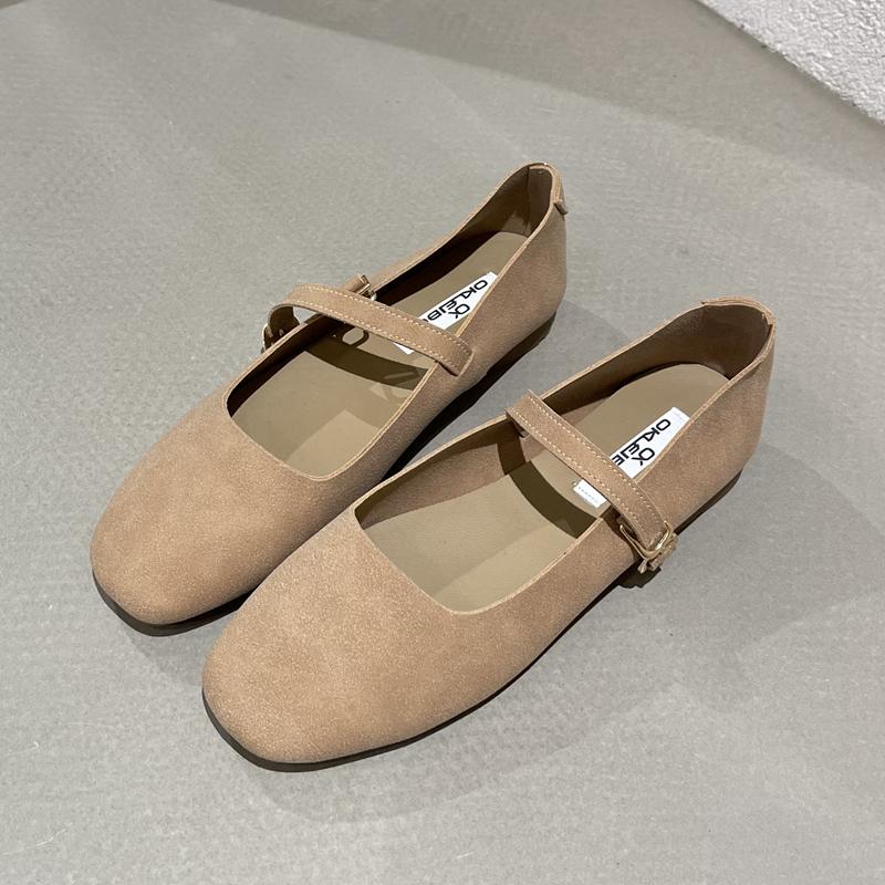 SUOJIALUN 2023 Spring New Brand Women Flat Shoes Round Toe Shallow Slip On Ladies Casual Ballet Shoes Soft Leather Eelgant Balle