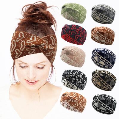 Herbst und Winter Warmhalten Gestricktes Zopf-Stirnband Workout Laufen Sport Elastische Haarbänder für Damen Turban Haarwickel
