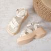 Small Size Sandals Women's Summer New Muffin Thick-soled Beach Shoes Flat-soled Woven Outer Casual Shoes