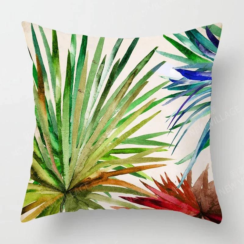 Nordic fall home decor autumn throw pillow case sofa Cushion cover modern 45x45cm 45*45 50x50 60x60cm 40*40cm green leaf plant