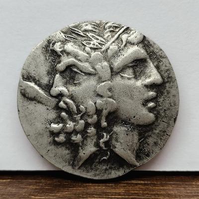 מטבע דו-צדדי של זאוס והרה, מטבע כסף יווני עתיק, מטבע וינטג', פסל, מיתולוגיה, הומרוס, אוסף מטבעות עתיקים