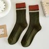 Female Spring and Autumn Tide All Match Stripe Match Color In Tube Cotton Socks