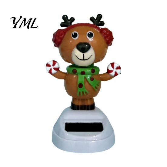 Geschenk für Fahrer und Autoenthusiasten Solarbetriebenes tanzendes Ornament, Kreative Armaturenbrett-Weihnachts-Cartoon-Figur Niedliche Elch-Figuren Auto-Innenraum