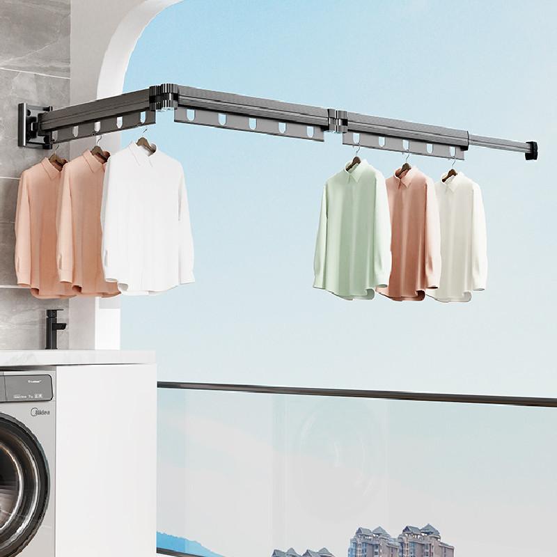 Modern Aluminum Alloy Wallmounted Folding Clothes Drying Rack With Extendable Rod For Indoor And Balcony Use