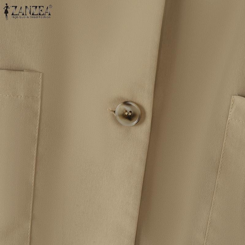 ZANZEA Women Autumn V-Neck Padded Shoulder Long Sleeve Suit Jackets