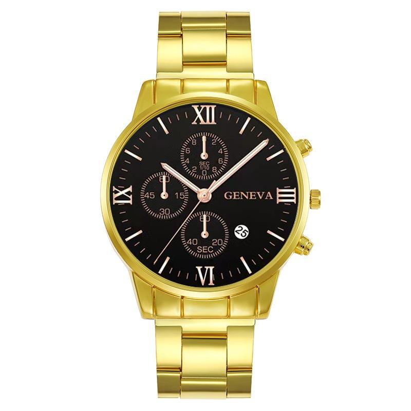 Men's Watch Fashion Three-eye Calendar Pattern Steel Belt Men's Watch Men's Watch Quartz Watch