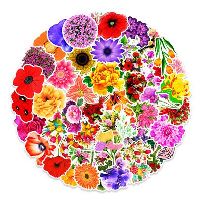 50 New Plant-based Flowers Graffiti Stickers Balanced Driving Mobile Phone Kettle Decoration Stickers