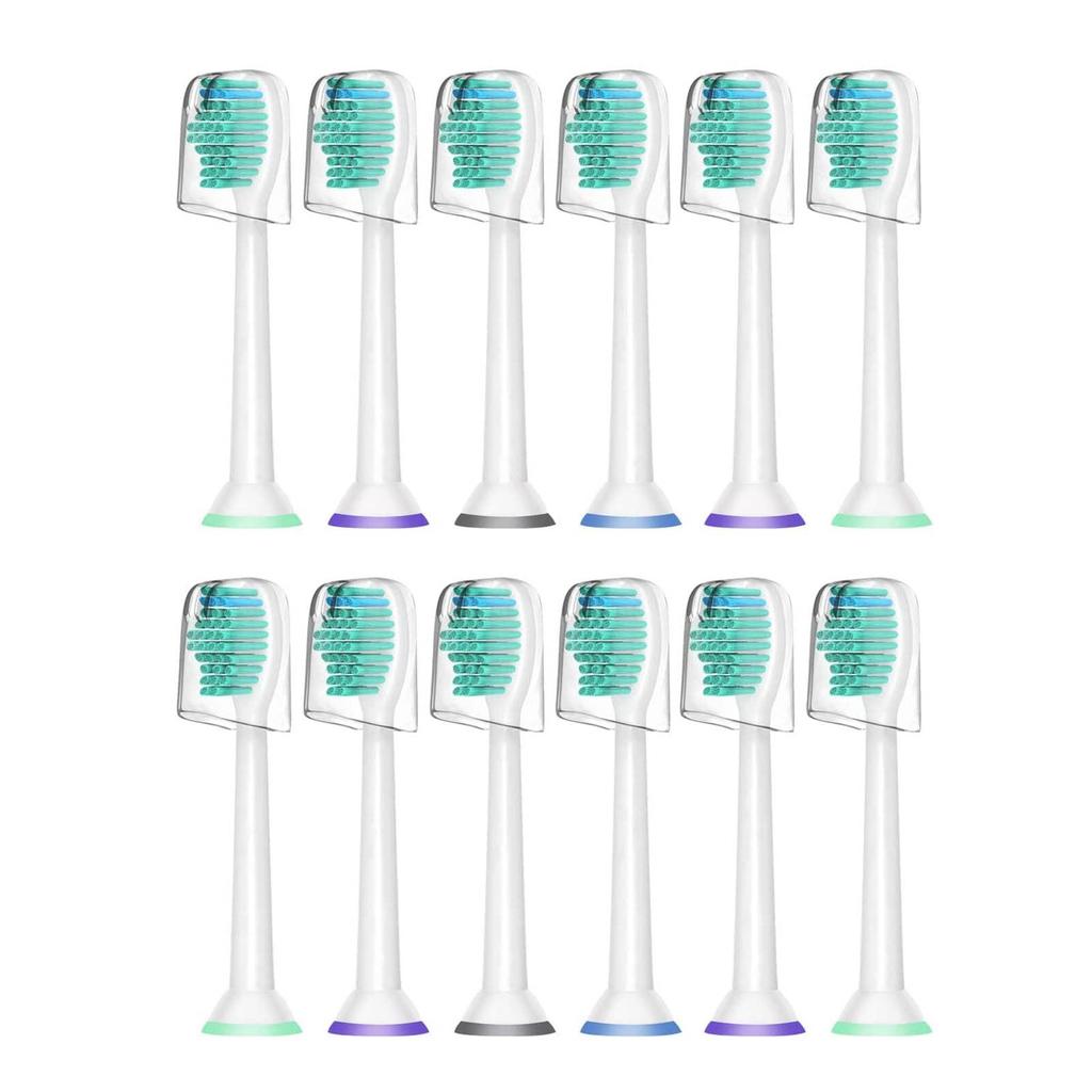 WyFun Compatible Replacement Brush Heads for Philips Electric Toothbrush HX6950 Brush Cleans Between Teeth with Sonic Waves (12 Heads) -