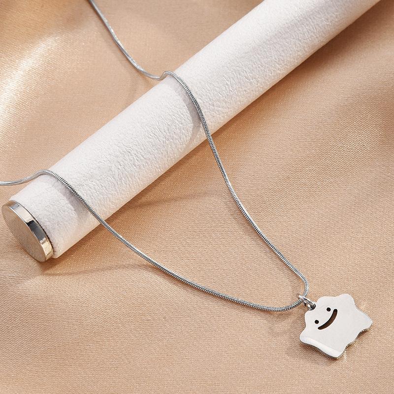 Silver Titanium Steel Variety Little Monster Necklace Trendy Cute Little Ghost Hip Hop Collarbone Chain Fashion Pendant