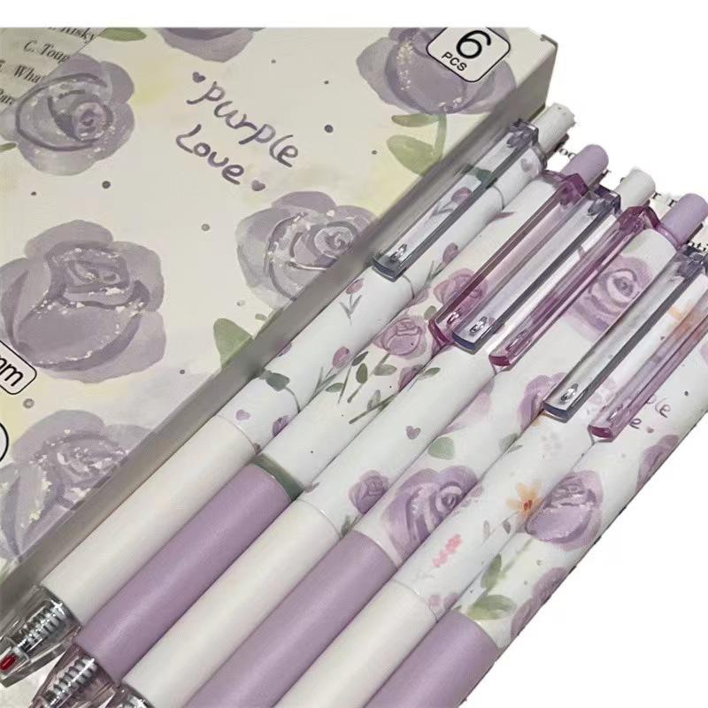 ST Fioletowa Róża Długopis Żelowy Klikany - Płynne Pisanie, Wysokiej Jakości Długopis dla Ucznia na Egzamin