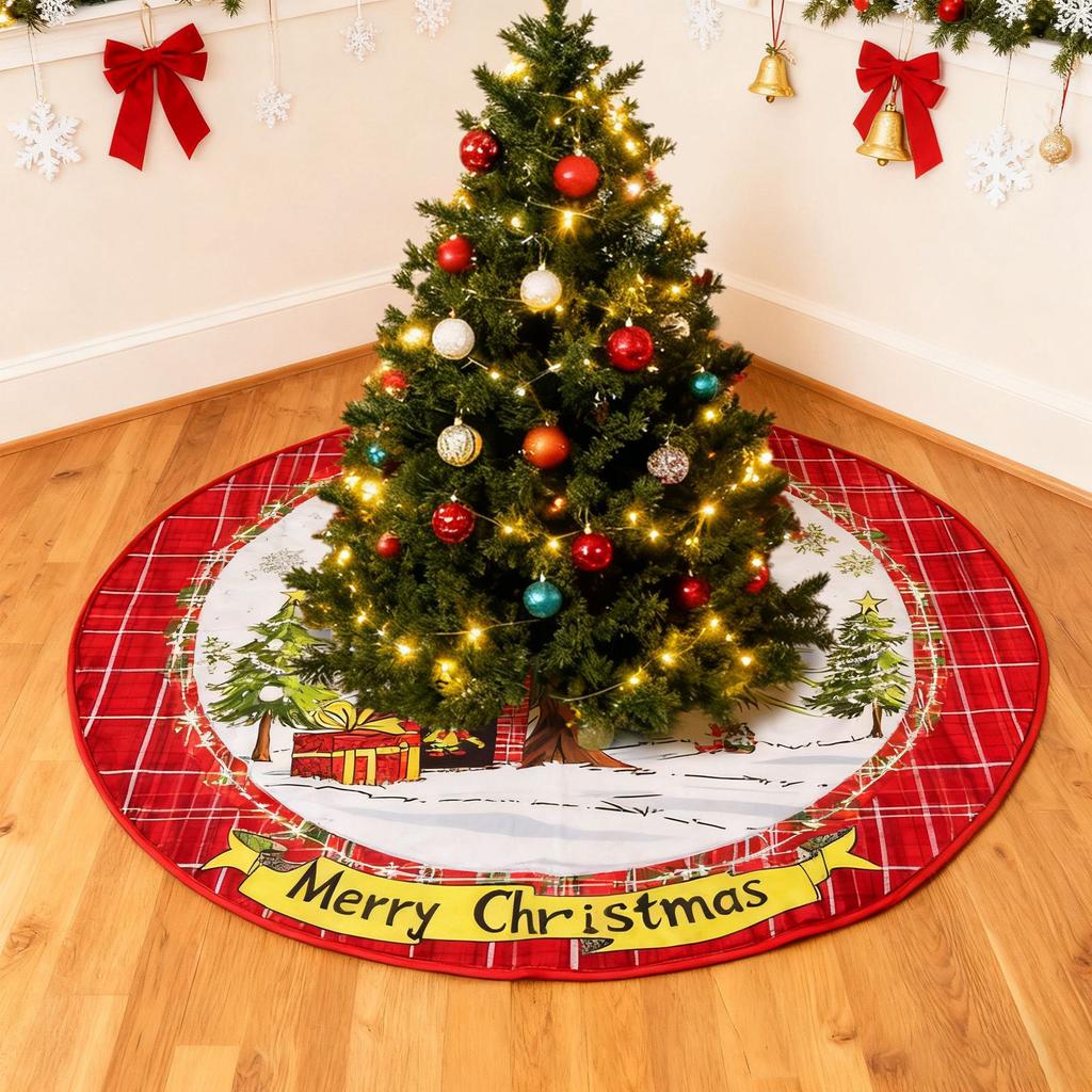 90cm Weihnachten Niedlich Floral Baumrock Warme Atmosphäre Bodenmatte Dekoration Teppich