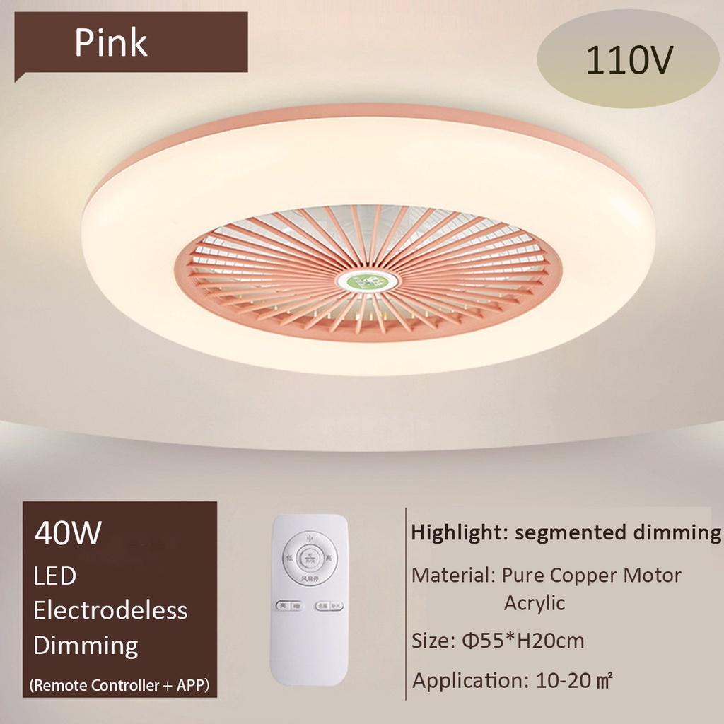 110V/220V LED Light 40W Dimmable Office Home Bedroom Ceiling Fan Light with Remote Control