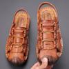 Summer outdoor sandals men's leather jelly sole men's baotou hole beach men's cool slippers breathable breathable non-slip