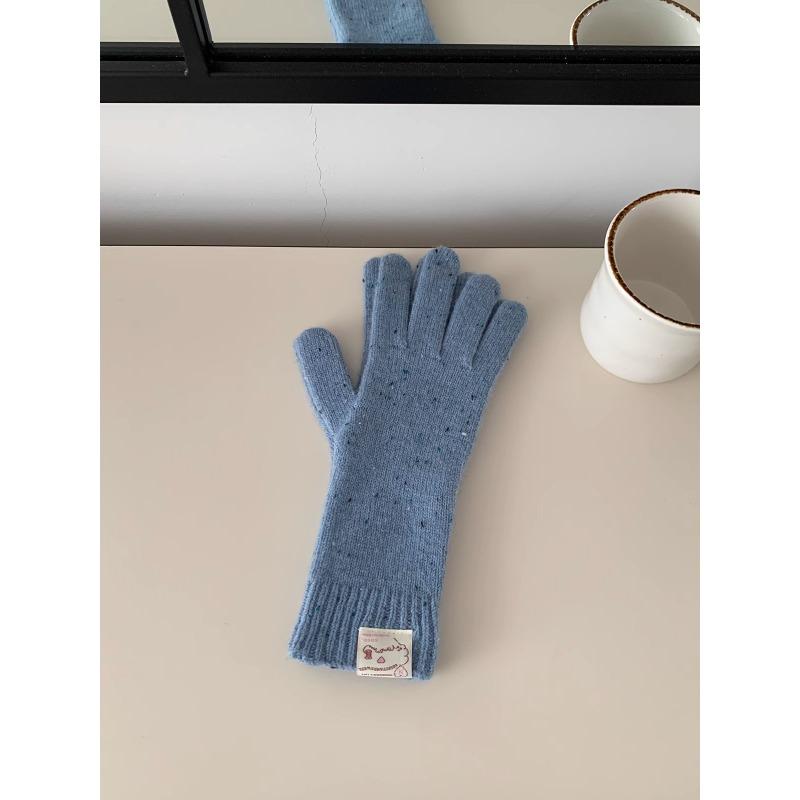 Koreanischer Stil Herbst und Winter Neuer Stil Extra Lange Schleierkraut-Handschuhe Niedliche Wolle Touchscreen Split-Finger Warme Gestrickte Handschuhe für Damen