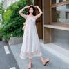 Pink Floral Lace Two-Piece Spaghetti Strap Dress, Summer Vacation Boho Maxi Dress for Women, Lightweight Flowy Slimming Outfit