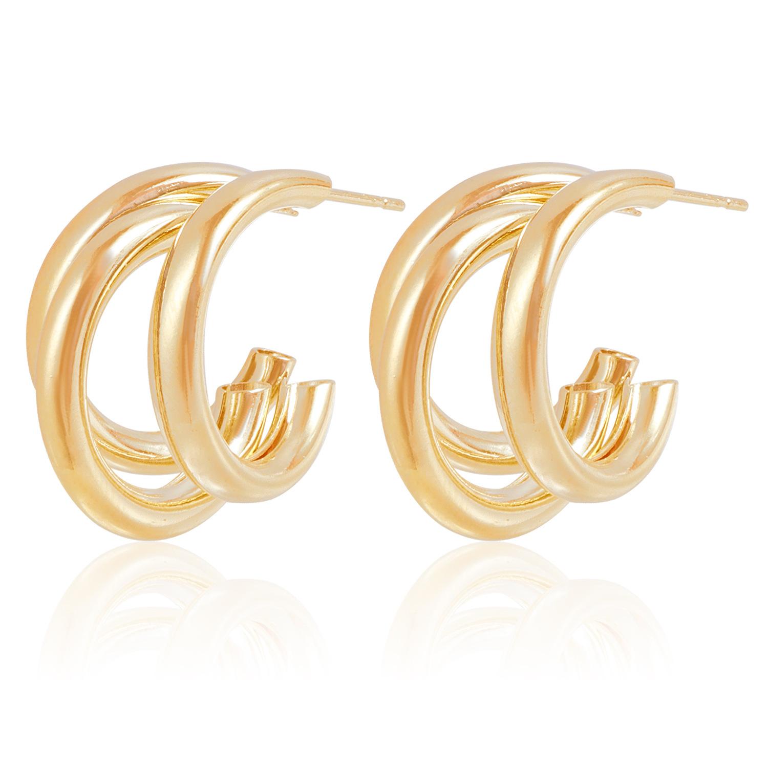 Retro style light luxury high-end geometric U-shaped temperament earrings exaggerated metal earrings earrings золотой