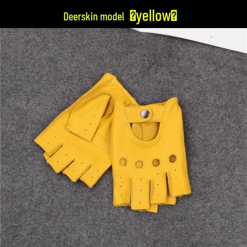 Unisex retro kožené rukavice bez prstů pro sport, řízení a cyklistiku